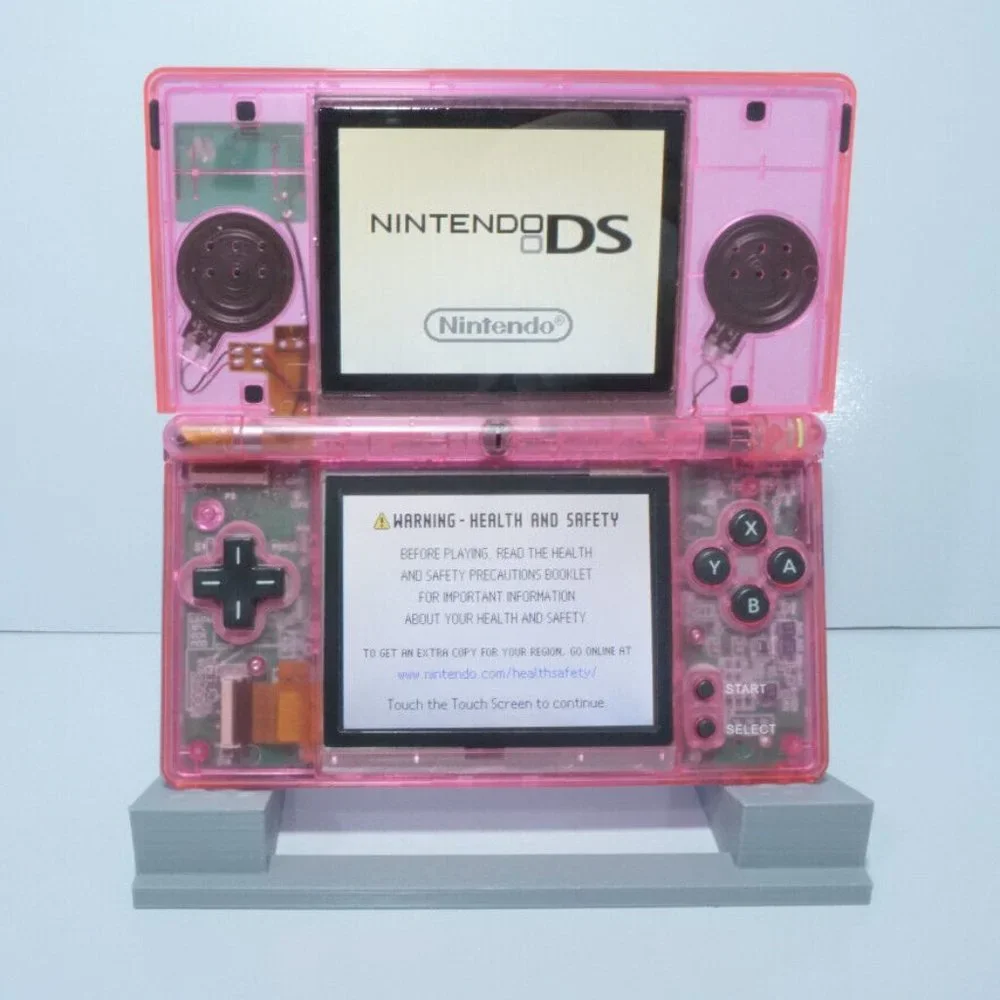 Nintendo DS Lite Transparent Clear Pink Handheld System with Charger & Stylus